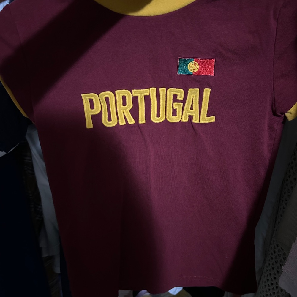 Portugal Maroon T-Shirt with Flag Patch